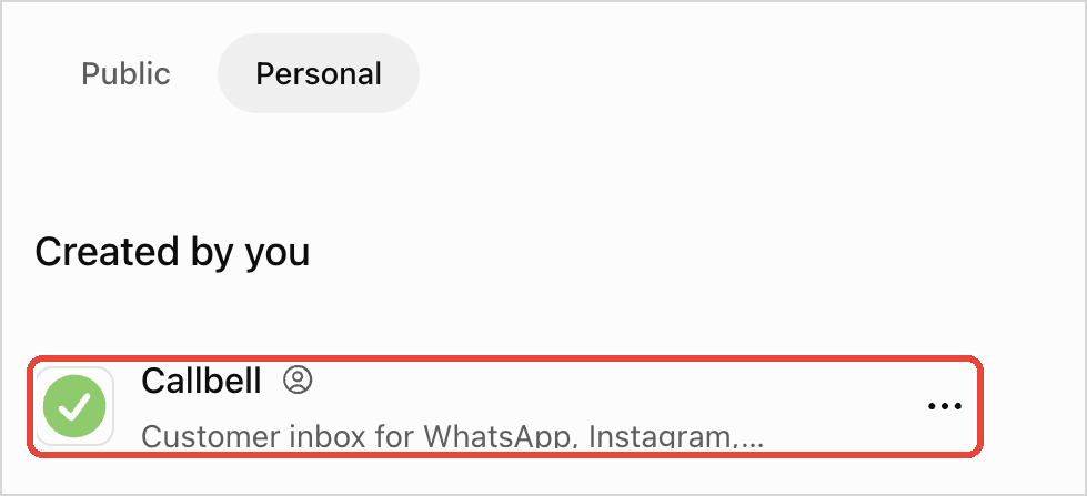 Il plugin Callbell nella scheda Personal